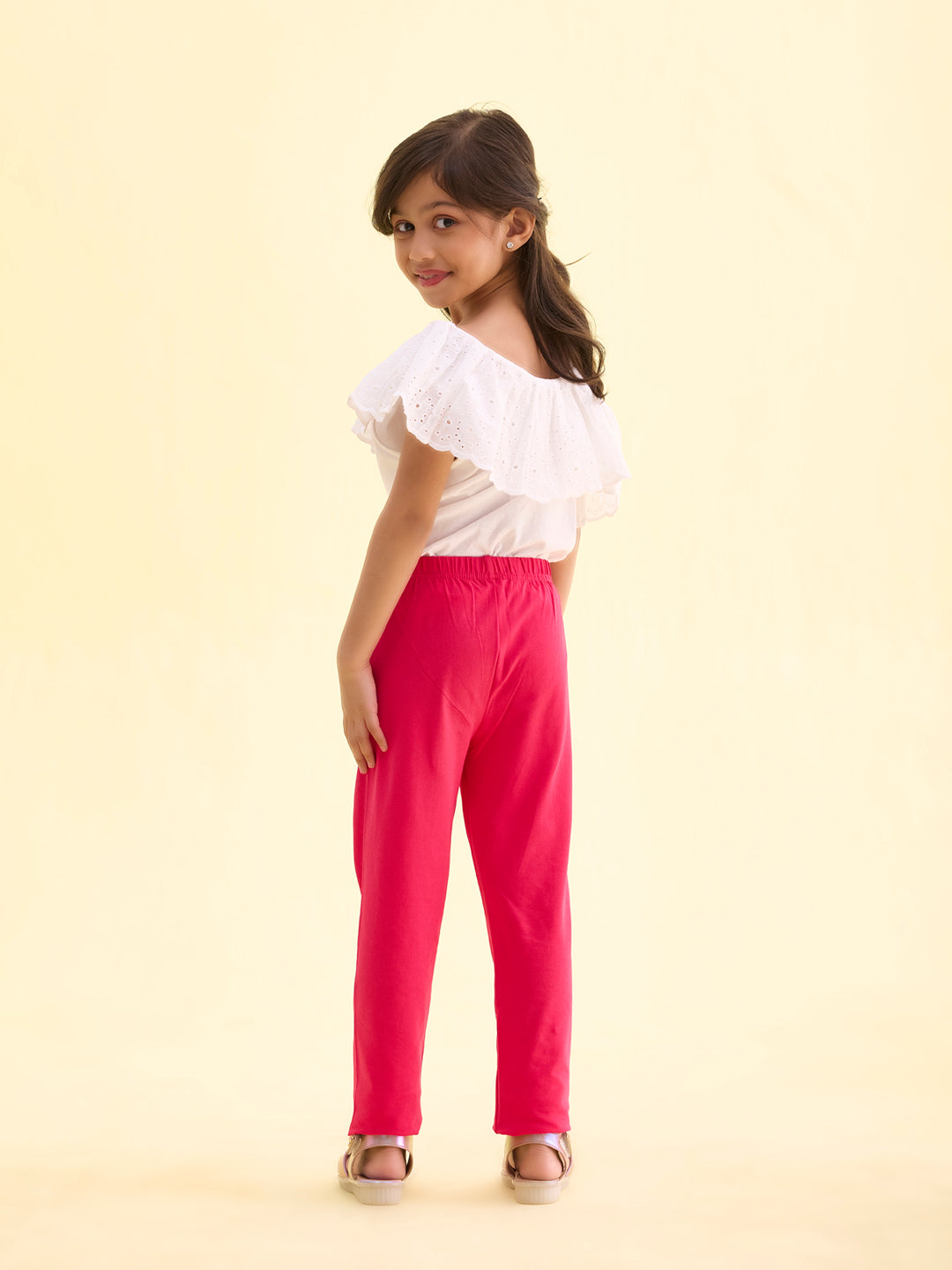 Young Fuchsia Cotton Stretch  Ankle Length Leggings