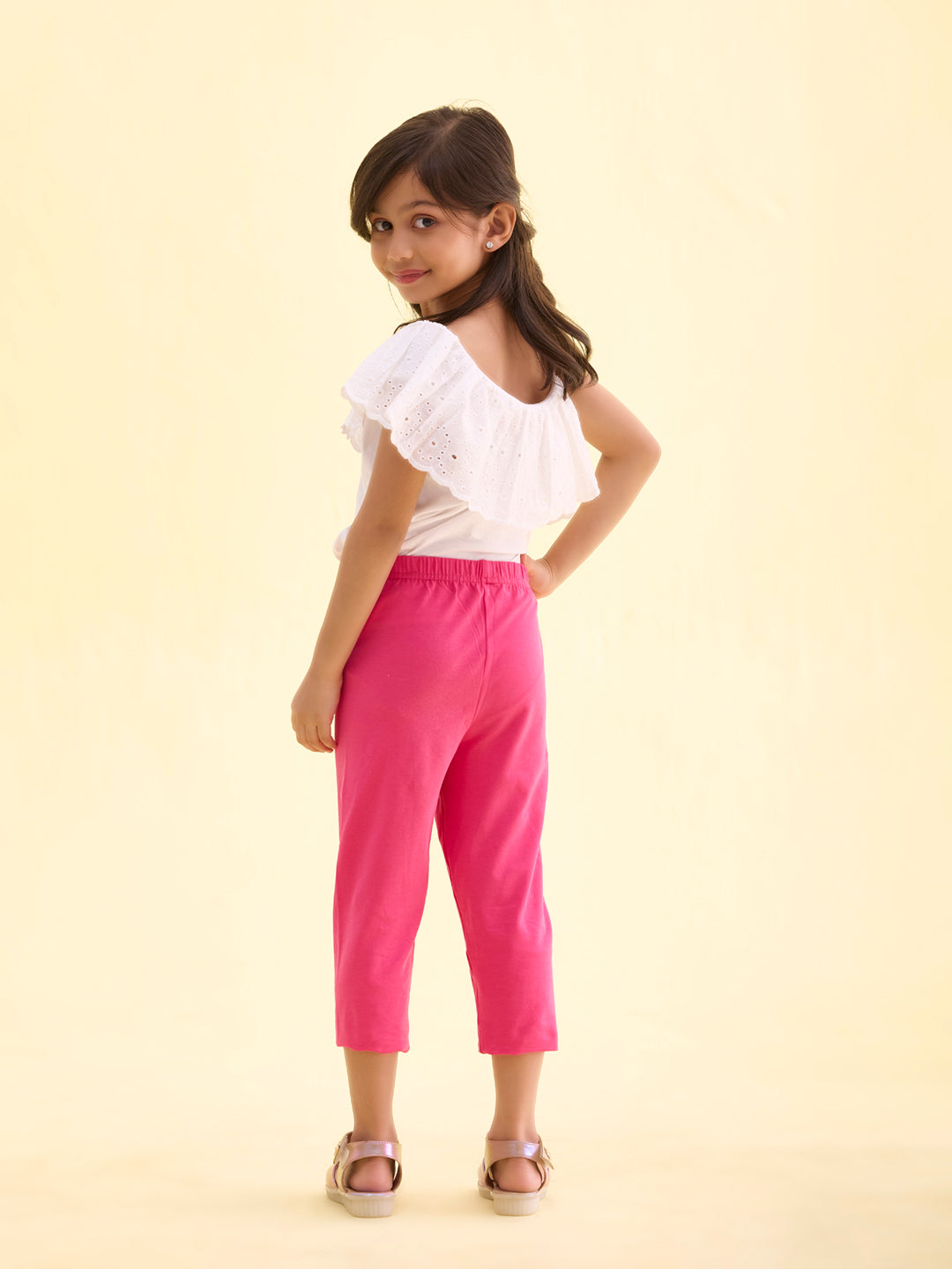 Light Rose Cotton Stretch  Cropped Leggings