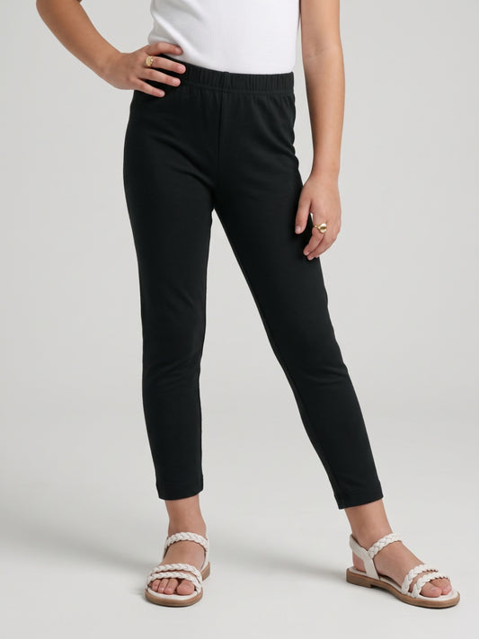 Silver Grey Cotton Stretch  Cropped Leggings
