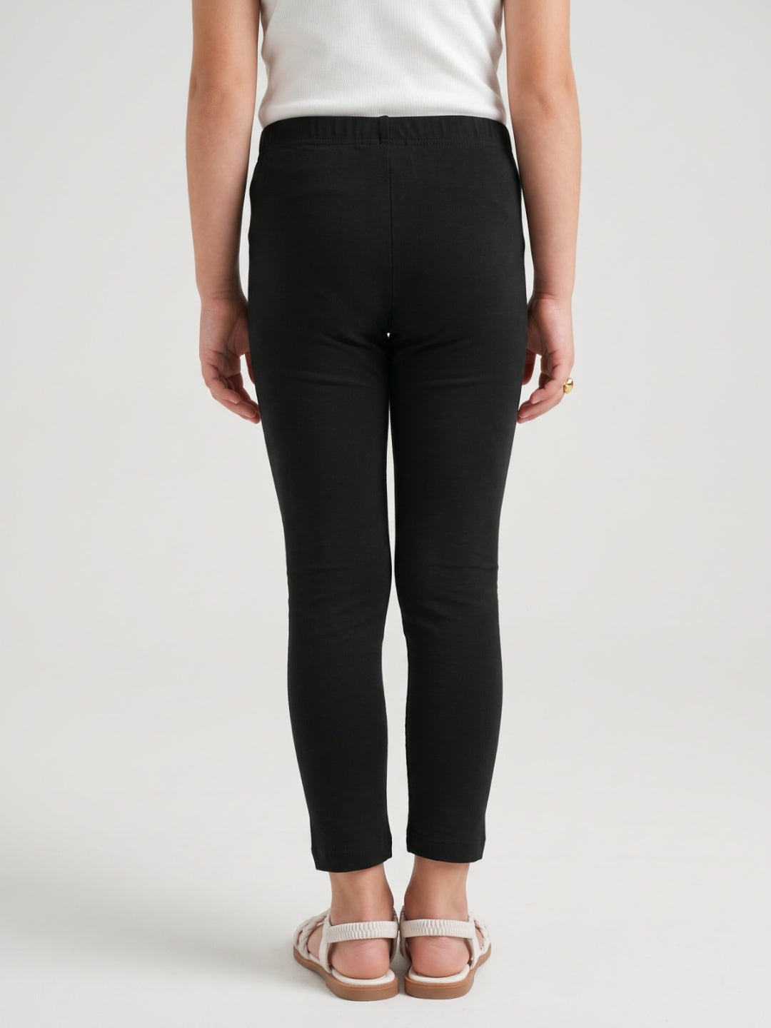 Silver Grey Cotton Stretch  Cropped Leggings