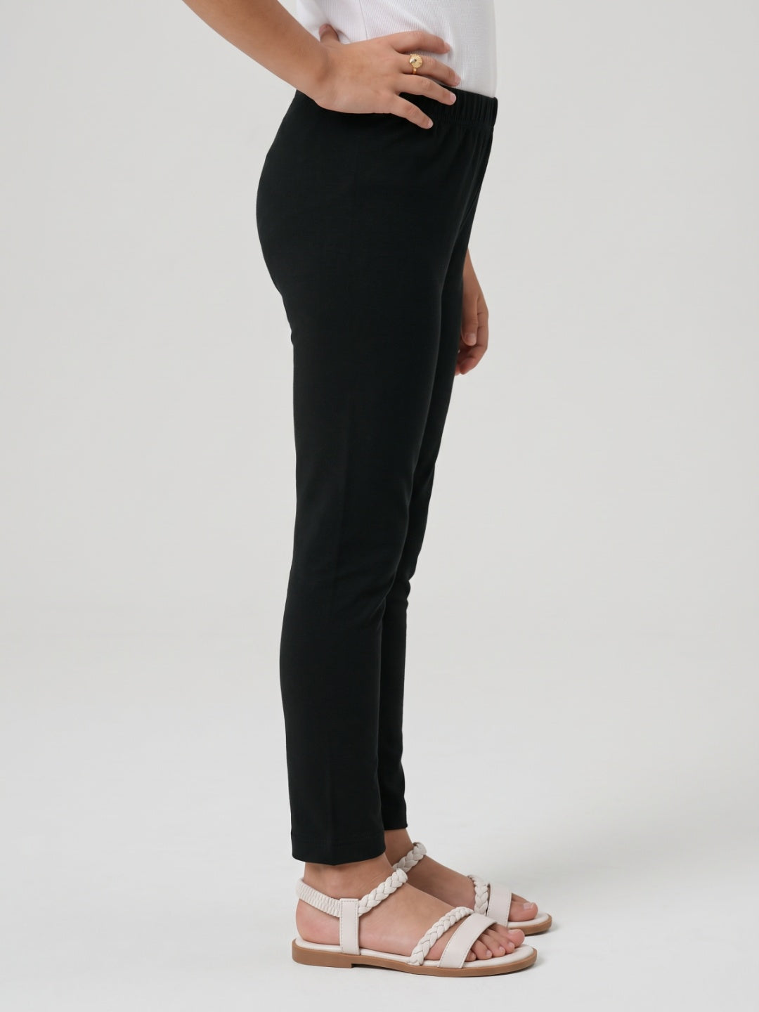 Silver Grey Cotton Stretch  Cropped Leggings