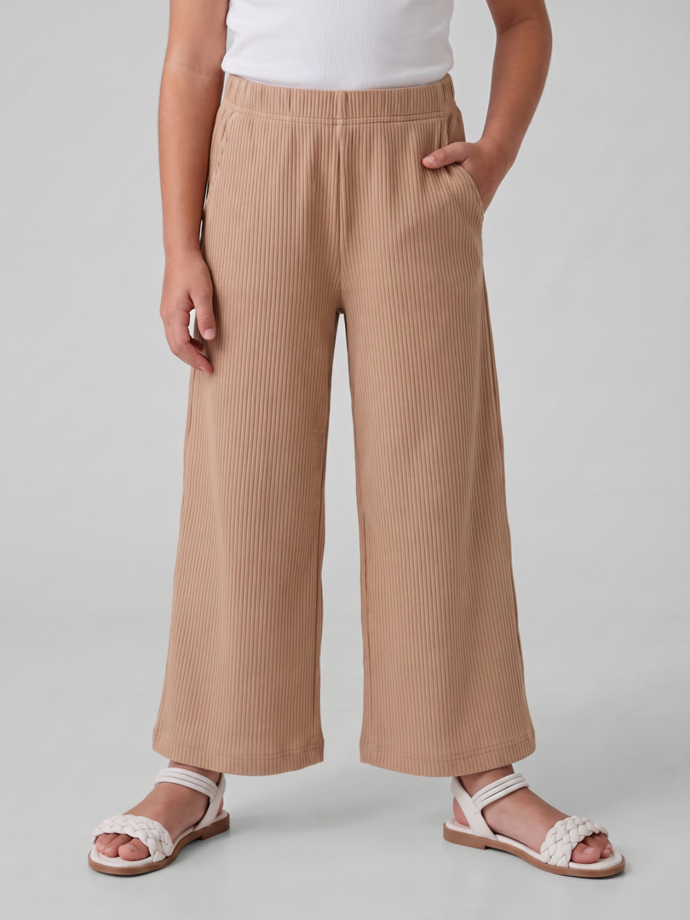 Beige Rayon Poly Stretch Rib Palazzo – Go Fashion (India) Limited