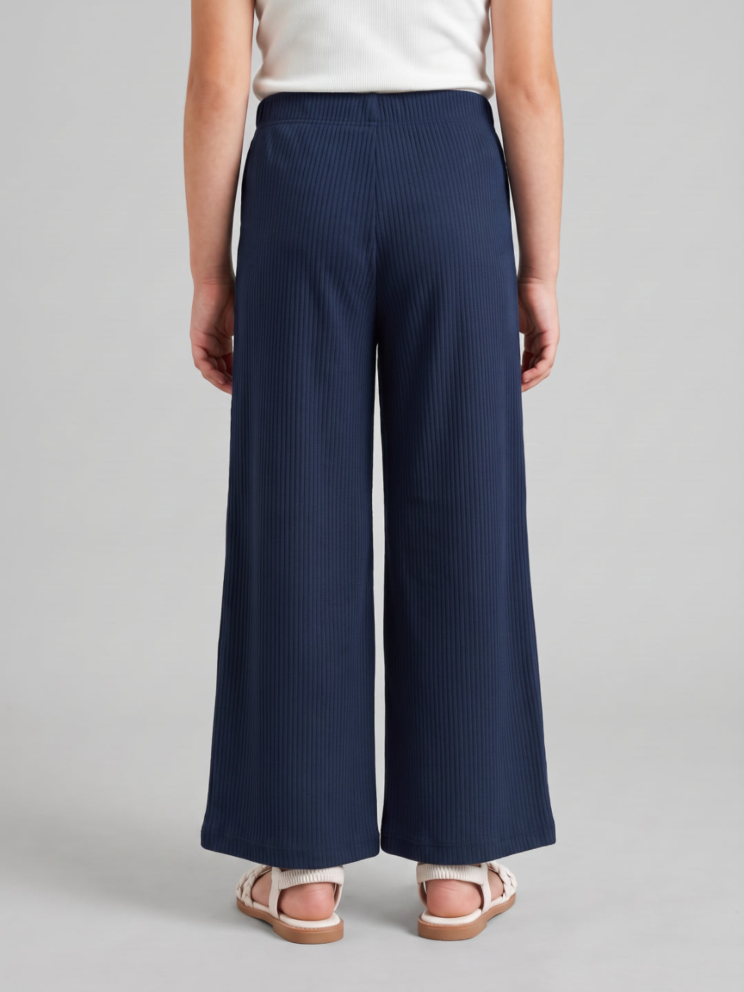 Teal Rayon Poly Stretch Rib Palazzo