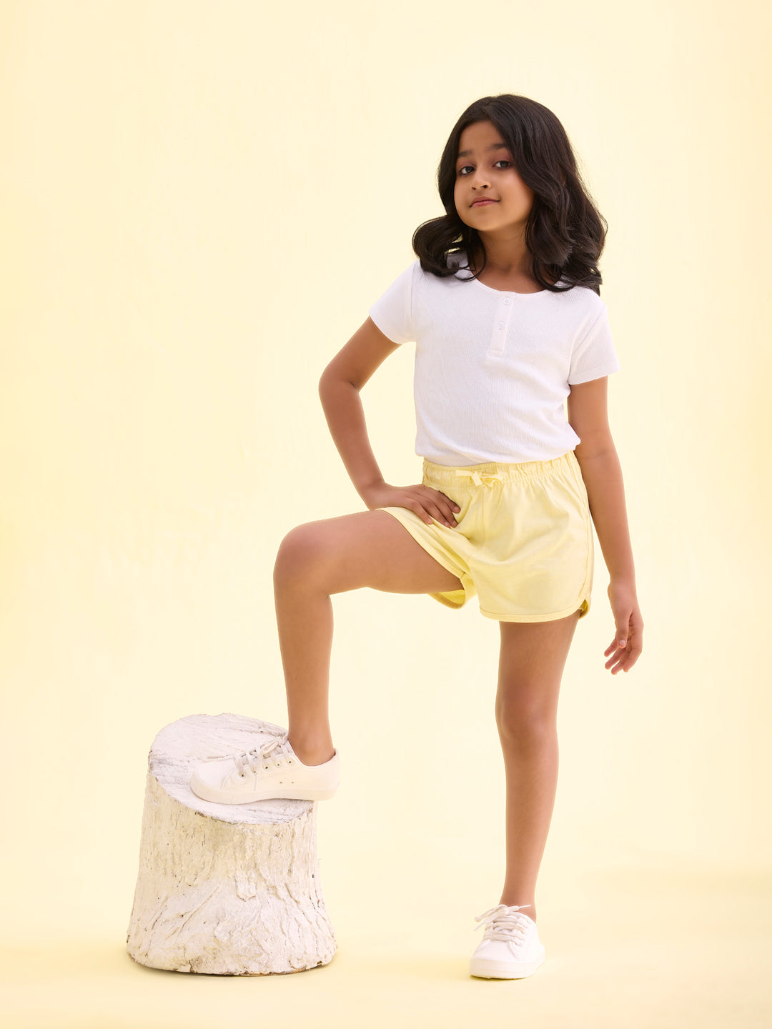 Baby Yellow Cotton Knit Shorts