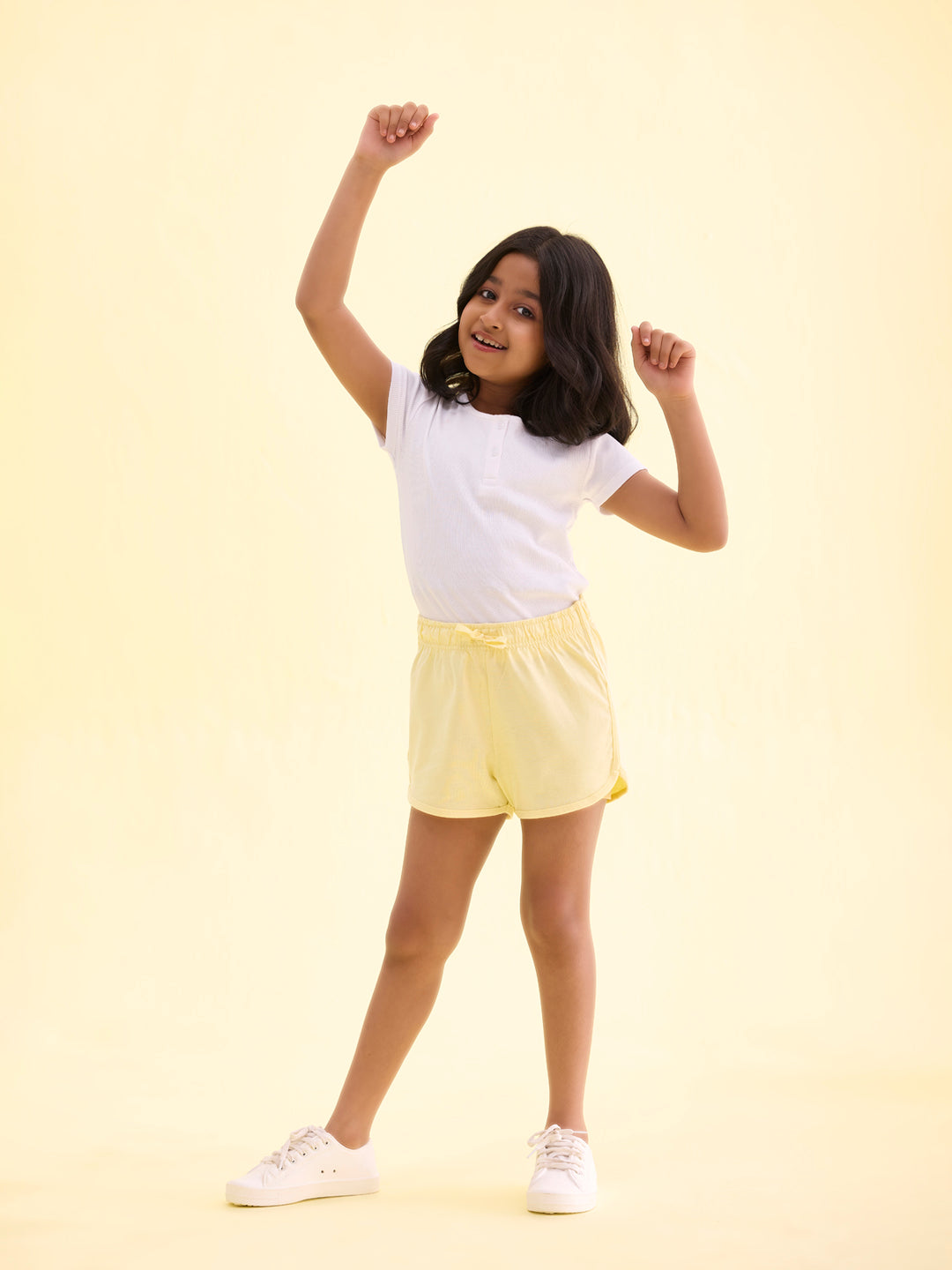 Baby Yellow Cotton Knit Shorts