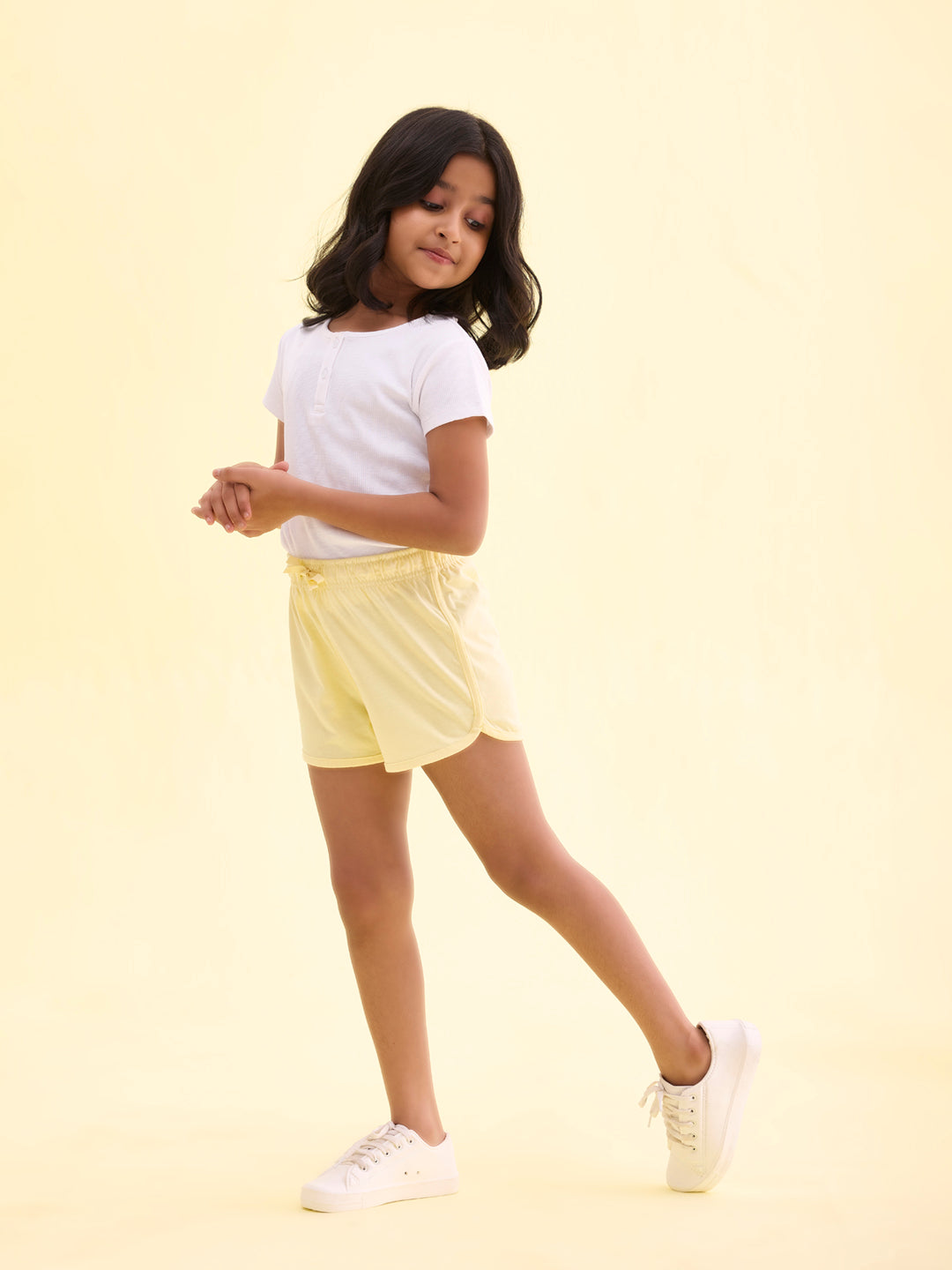 Baby Yellow Cotton Knit Shorts