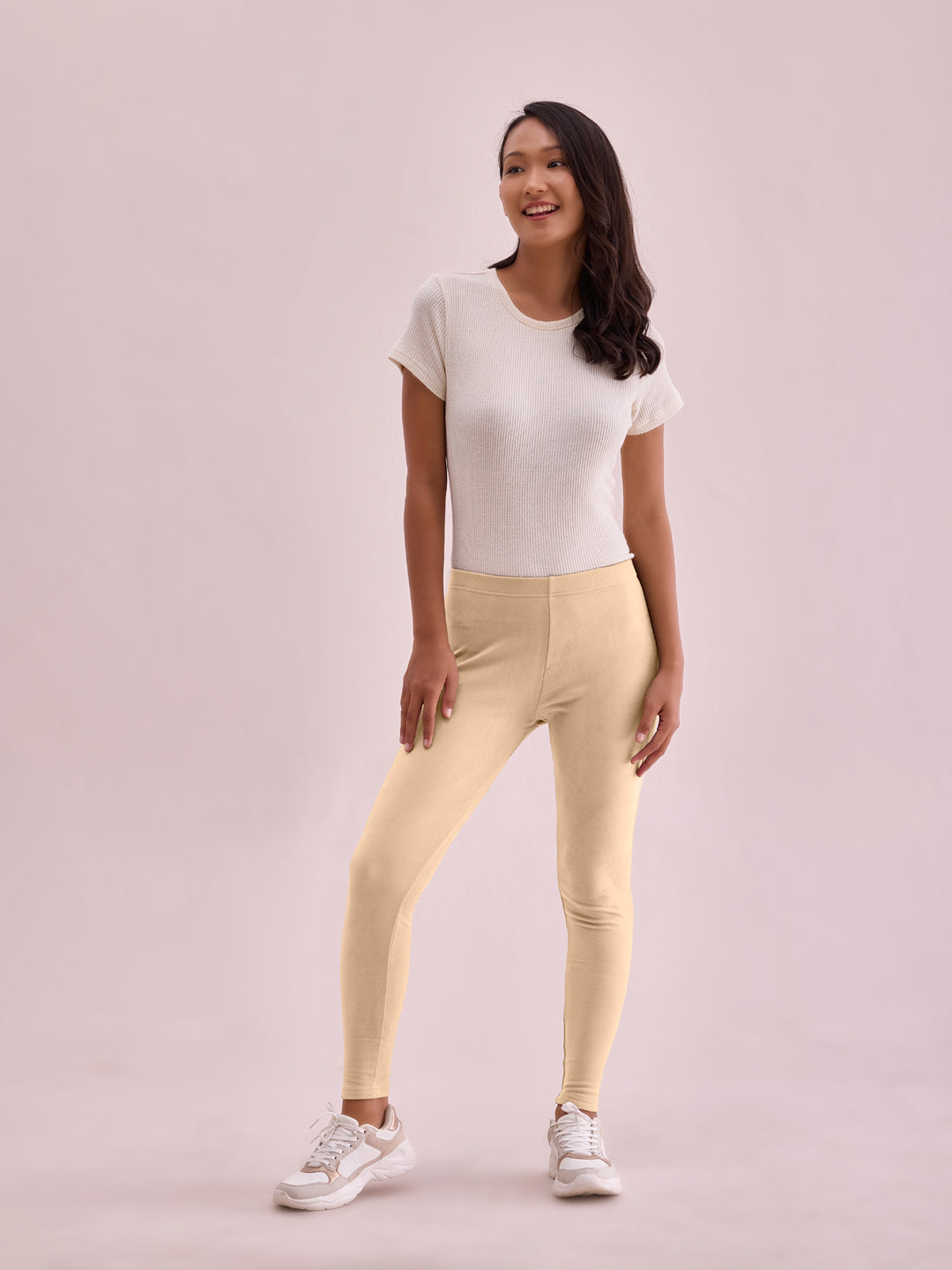 Light Beige Warm Suede Leggings