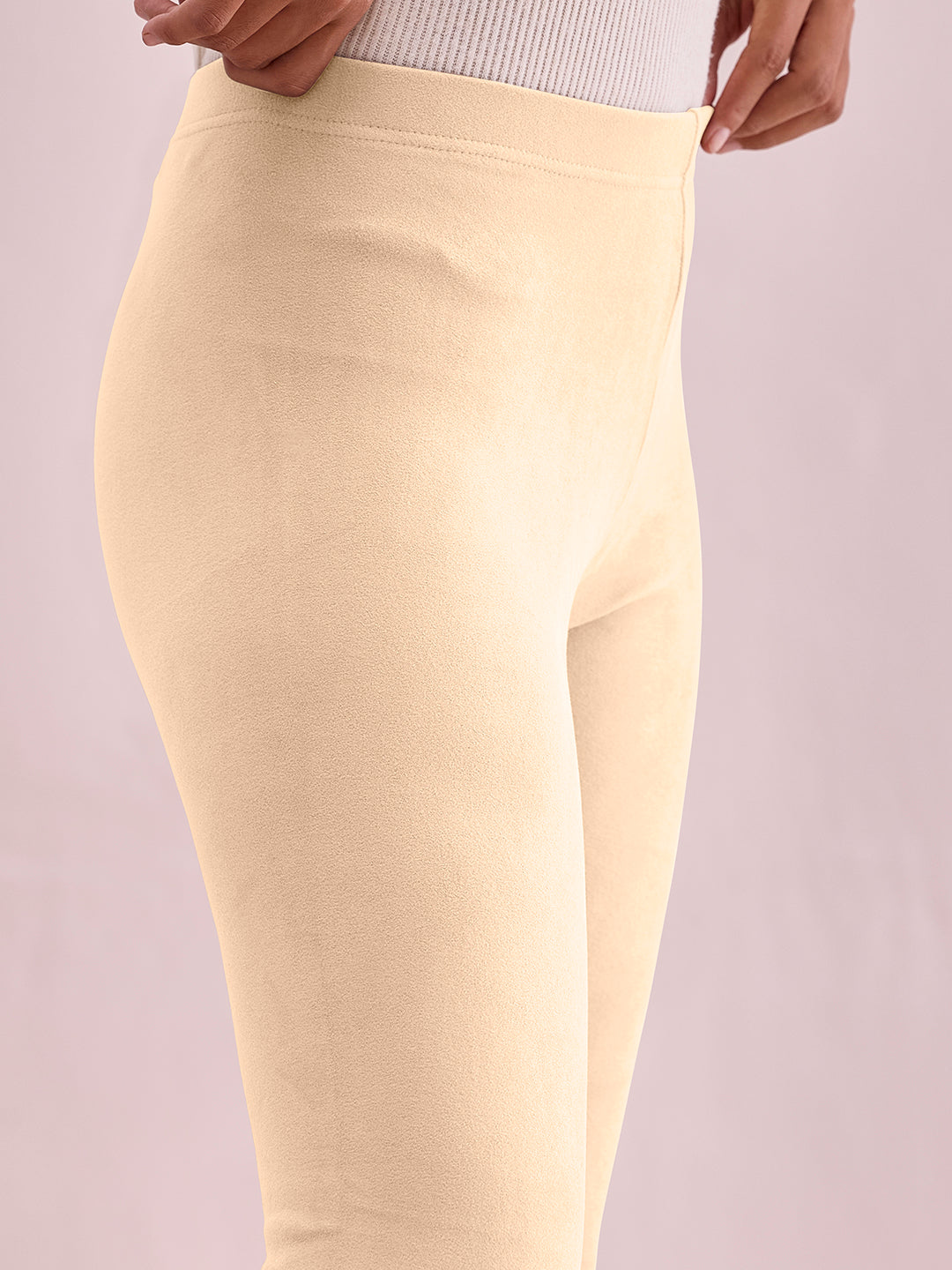 Light Beige Warm Suede Leggings