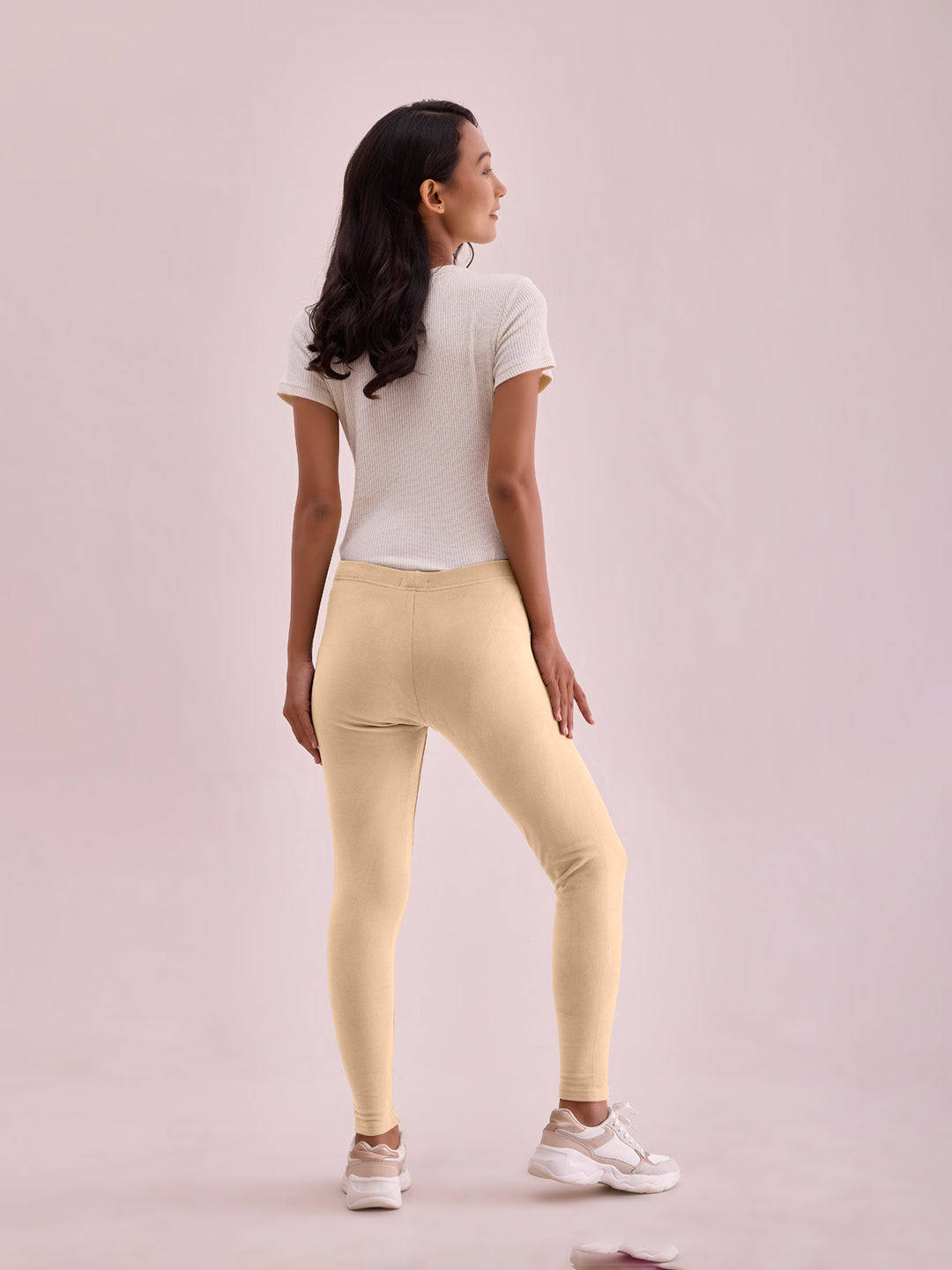 Light Beige Warm Suede Leggings