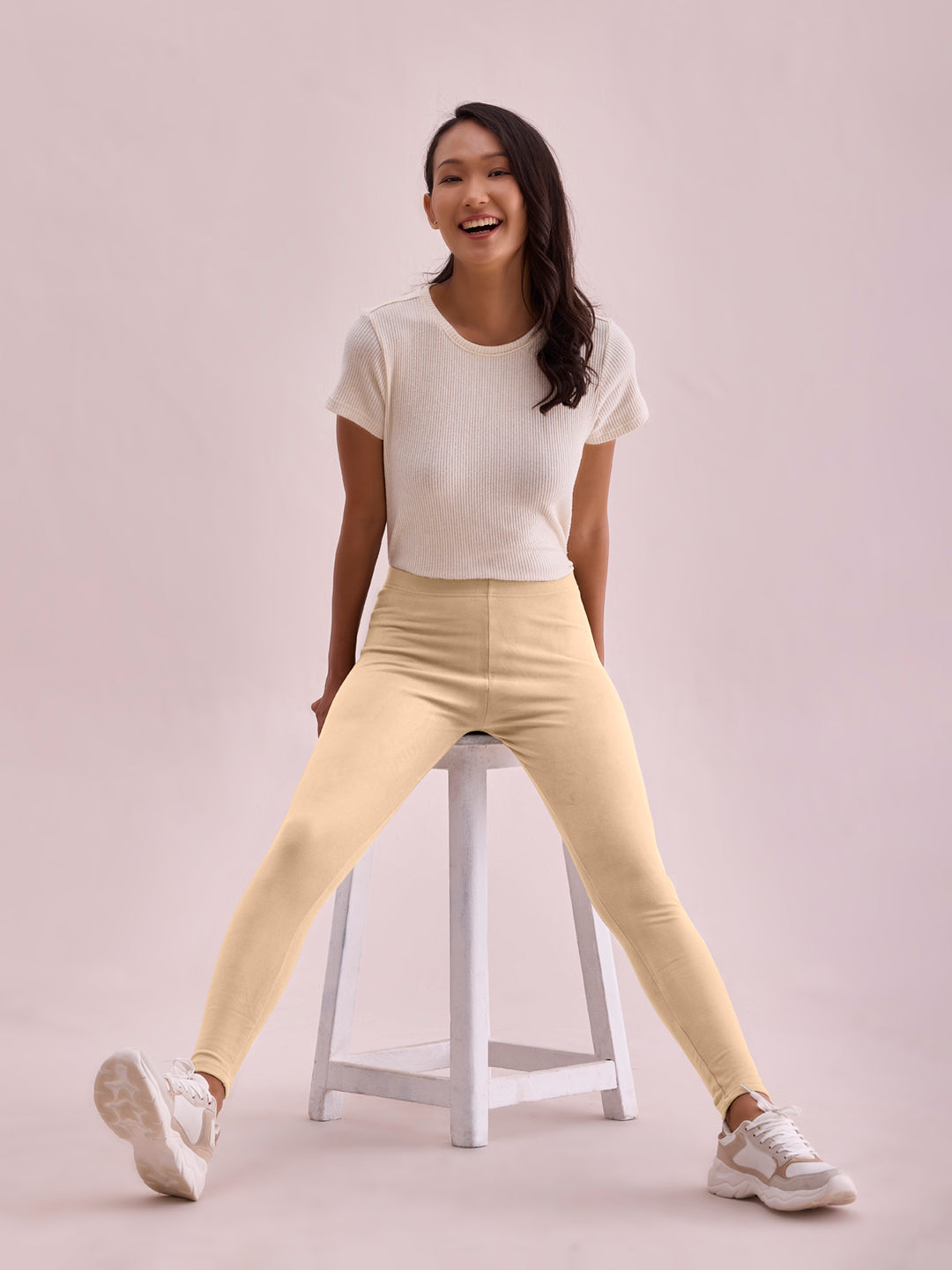 Light Beige Warm Suede Leggings