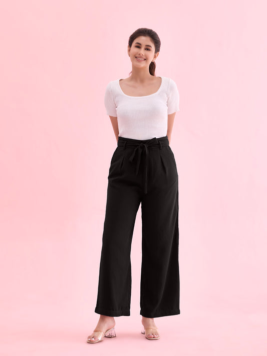 Black Viscose Poly Stretch Smart Fit Pant