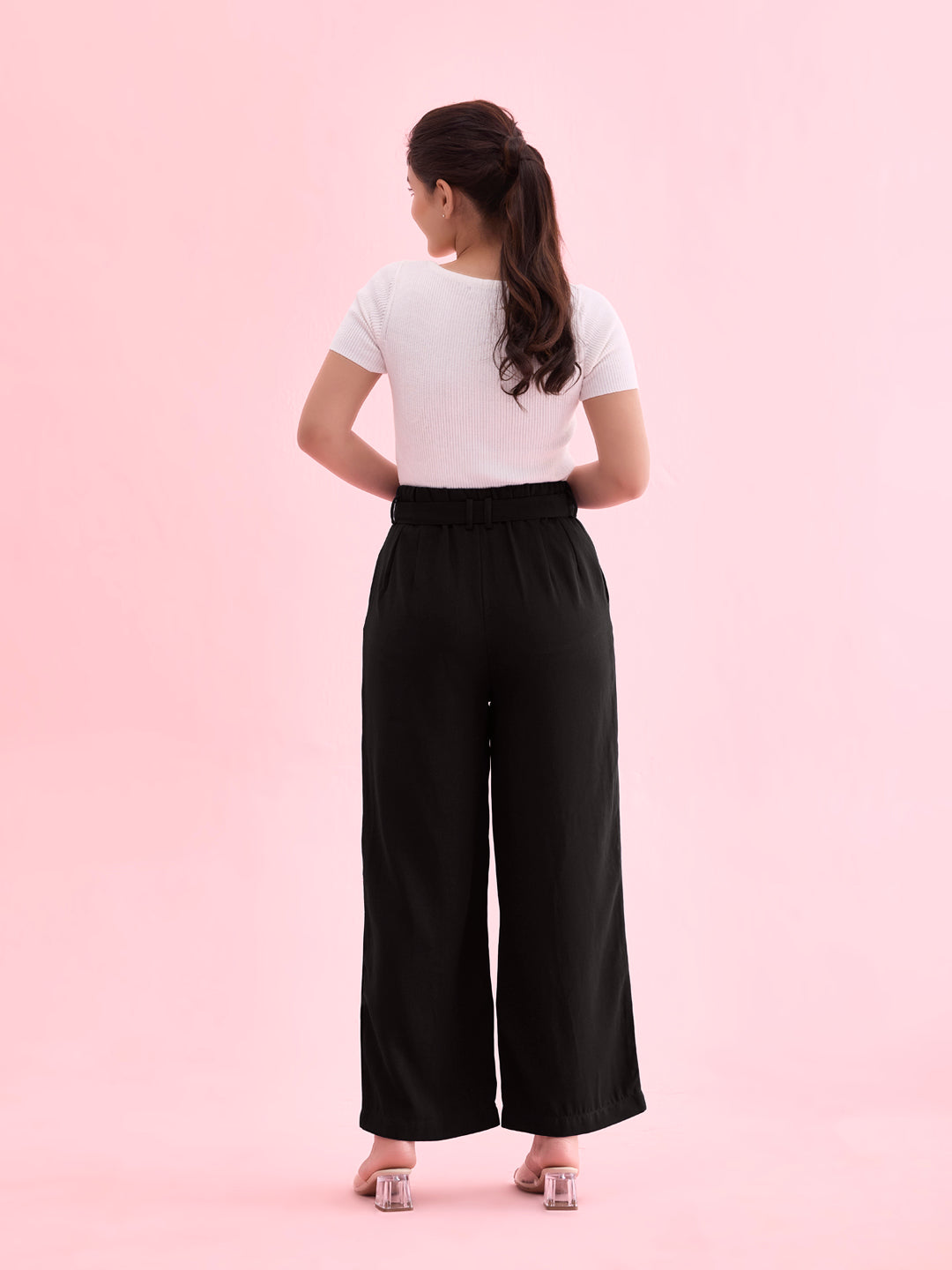 Black Viscose Poly Stretch Smart Fit Pant