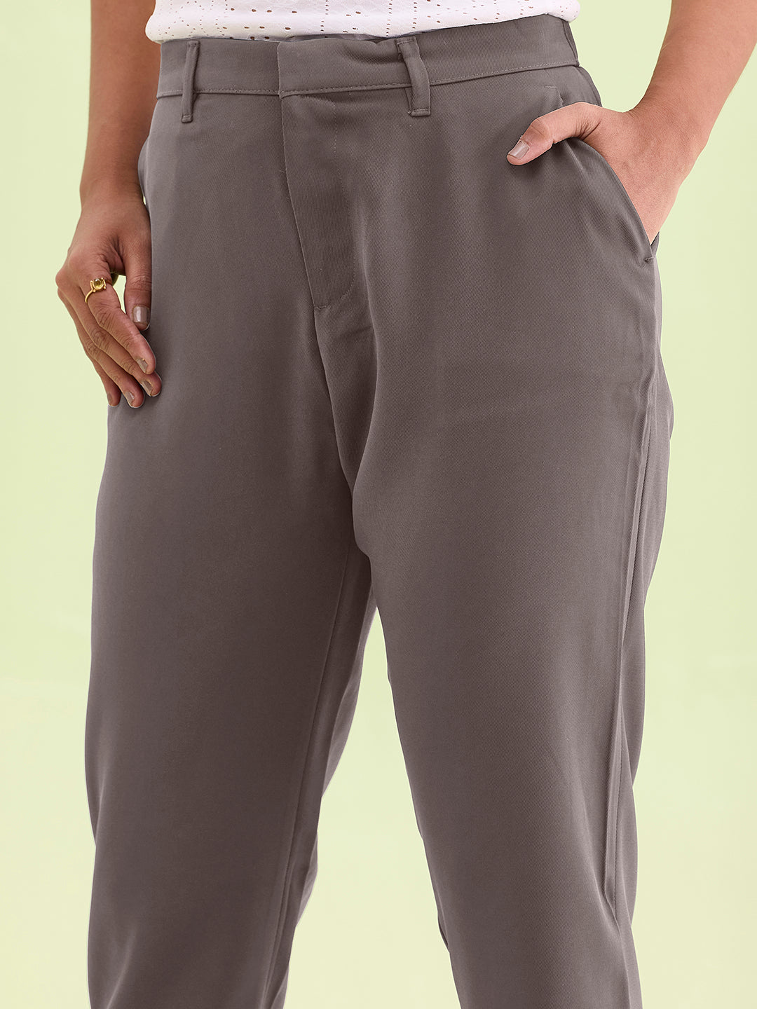 Medium Grey Crepe Tapered Trouser