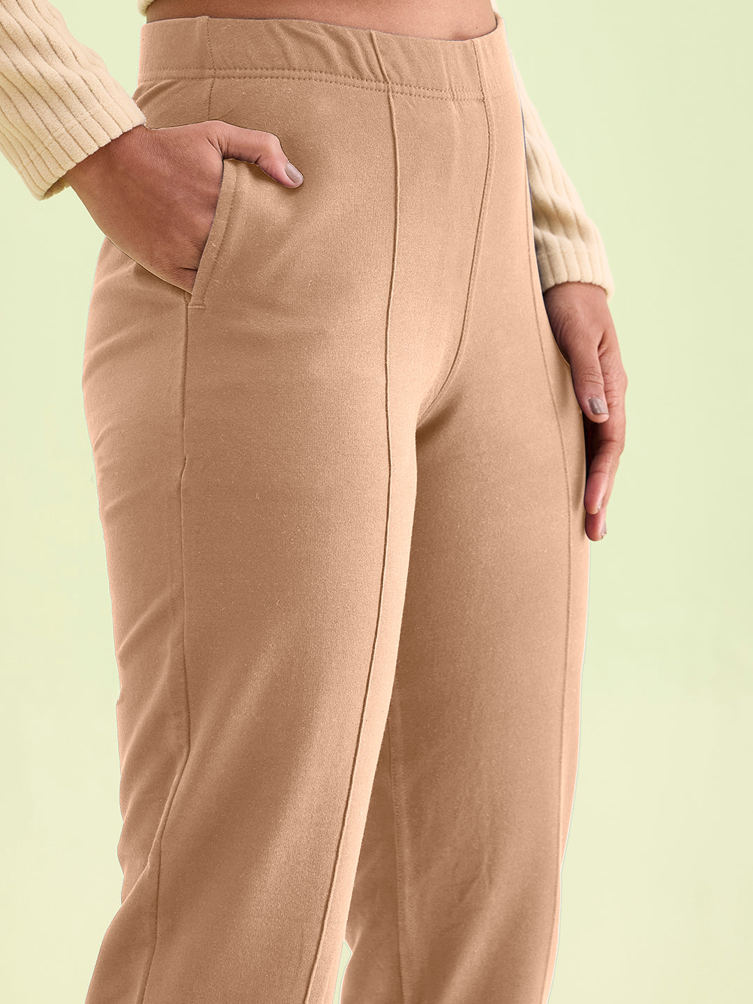 Beige Fleece Warm Kurti Pants