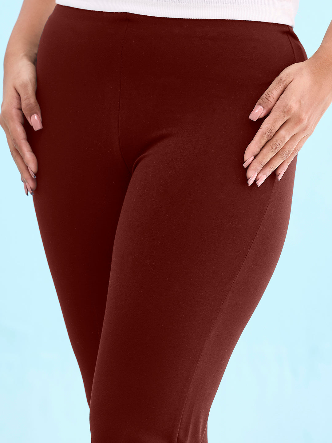 Bright Maroon Roma Ponte Flared Pant
