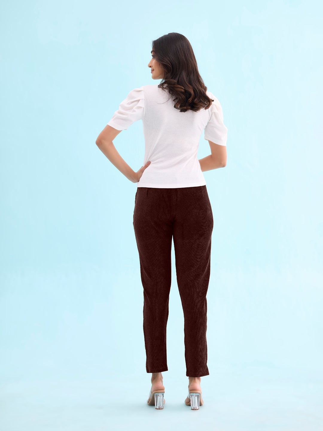 Dark Wine Cotton Polyester Corduroy Jeggings