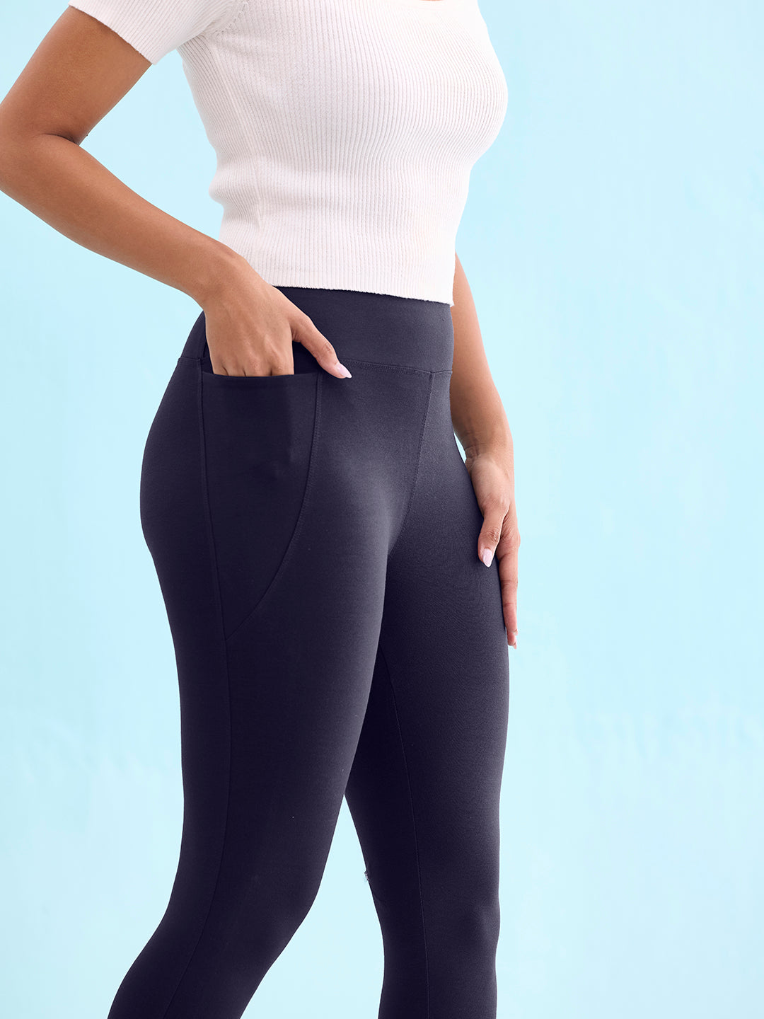 Navy Cotton Stretch Yoga Legging S