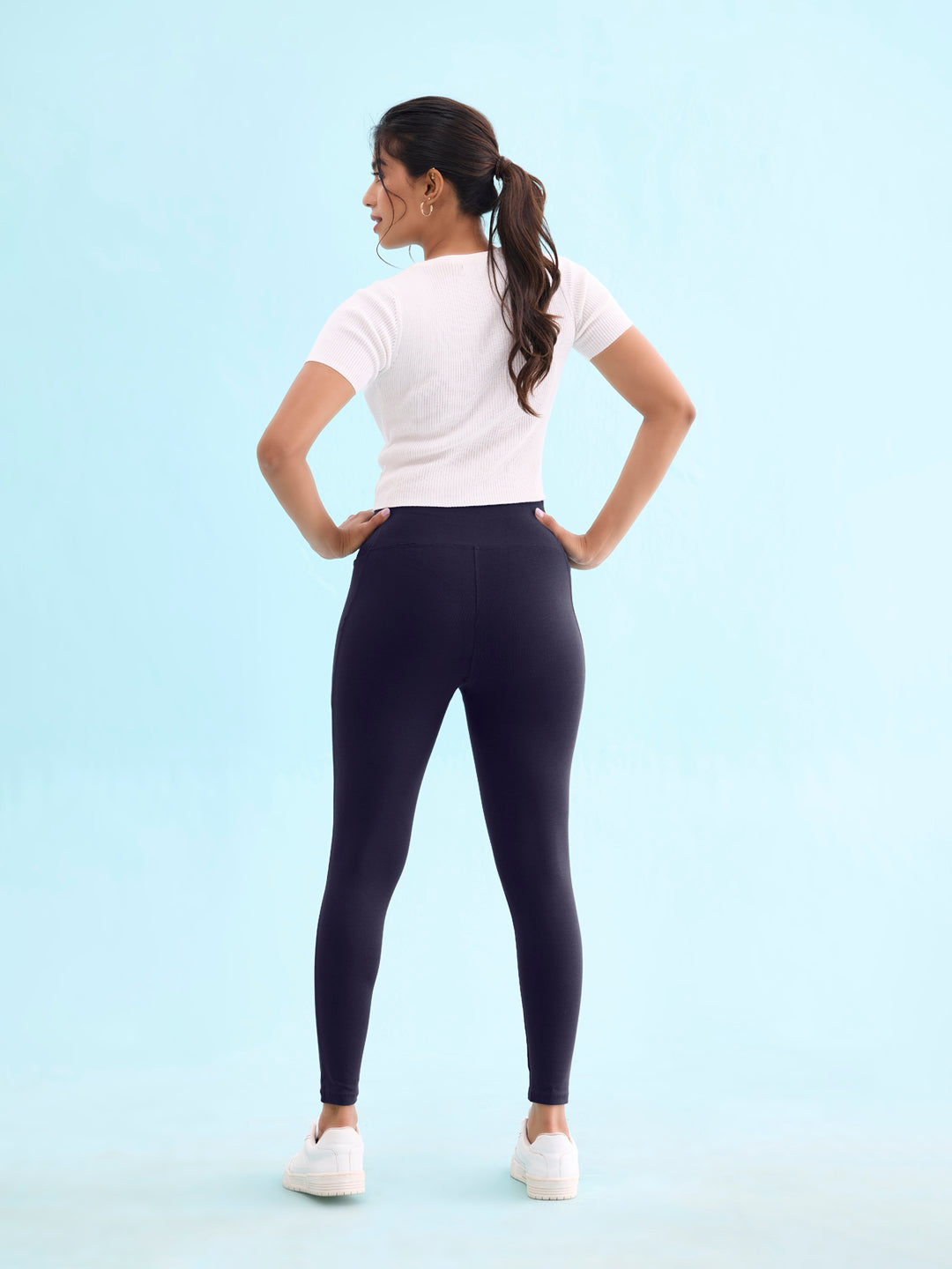 Navy Cotton Stretch Yoga Legging S - Main Image