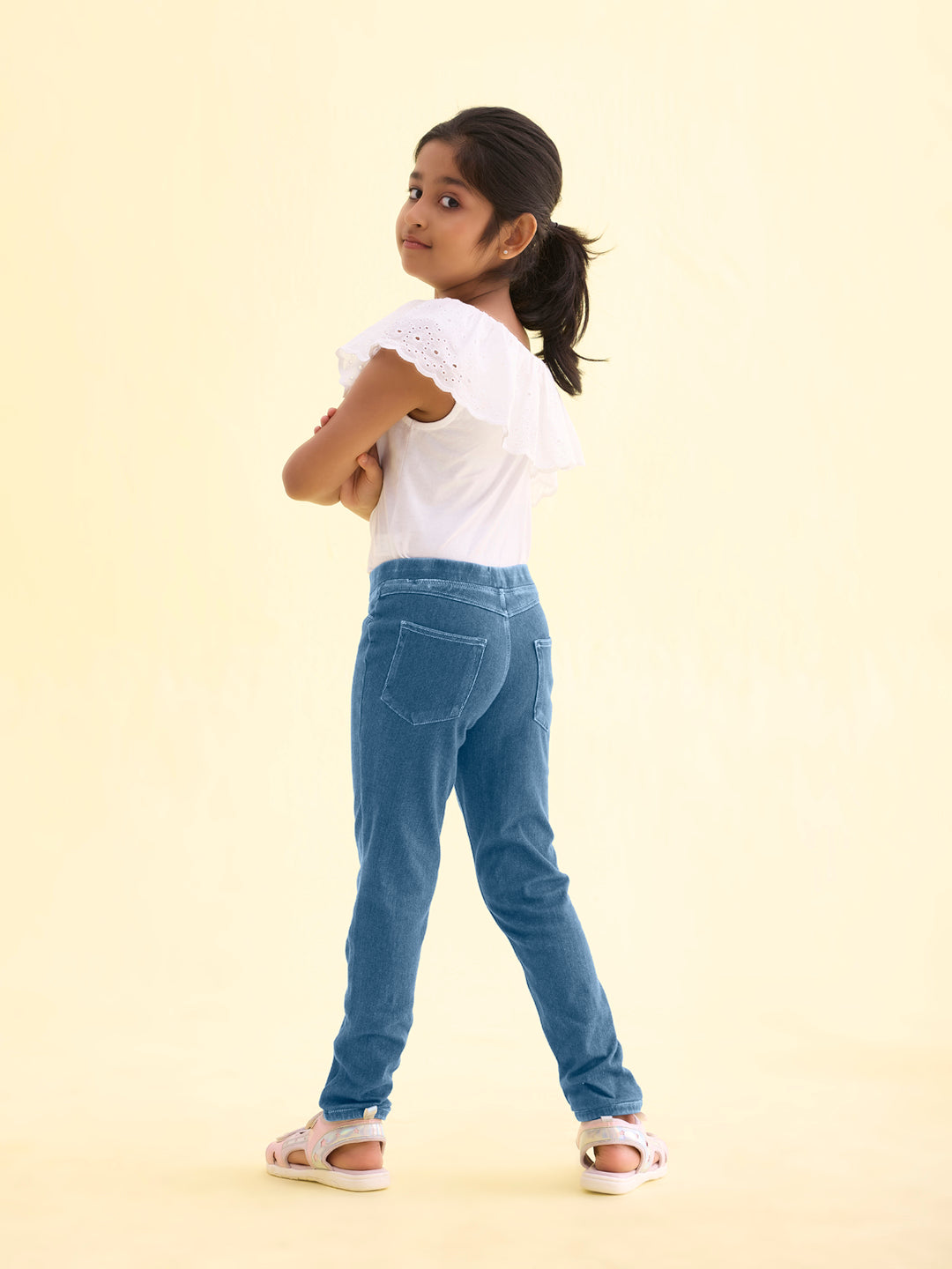 Light Blue Cotton Poly Stretch Denim Jeggings