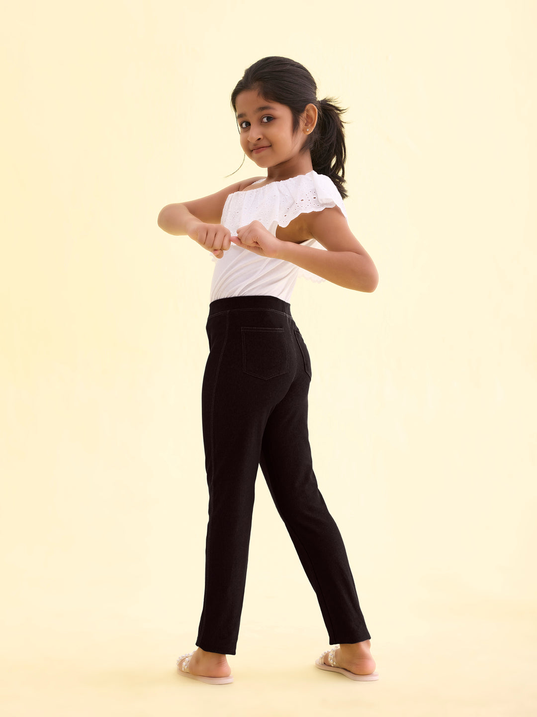 Black Cotton Poly Stretch Knit Jeggings – Go Colors India