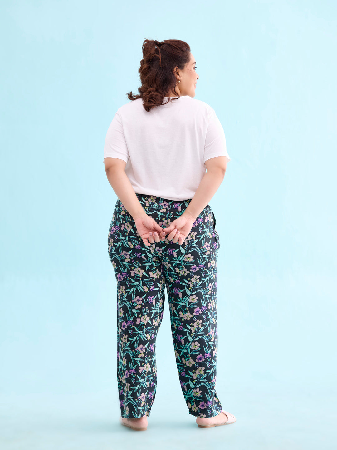 Black Woven Viscose Printed Lounge Pants