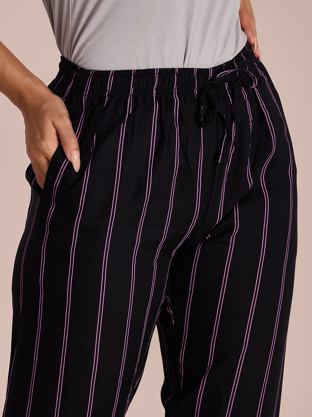 Black Woven Viscose Printed Lounge Pants