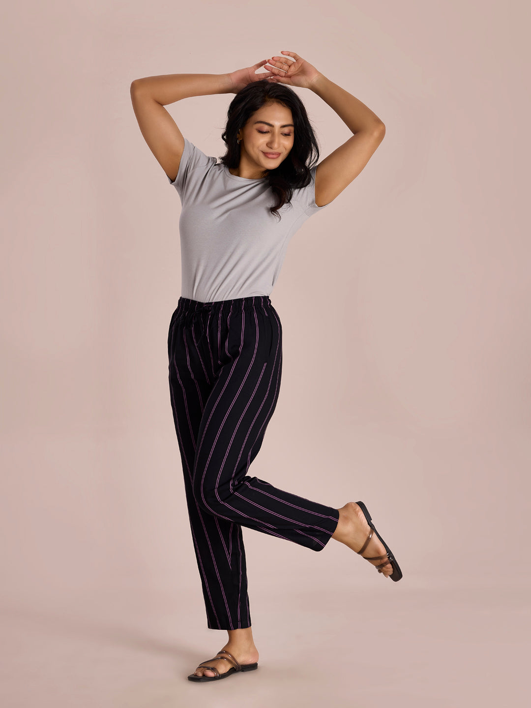 Black Woven Viscose Printed Lounge Pants