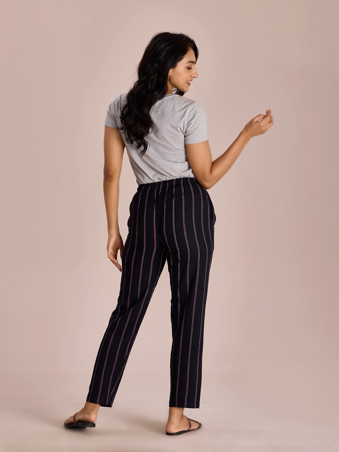 Black Woven Viscose Printed Lounge Pants