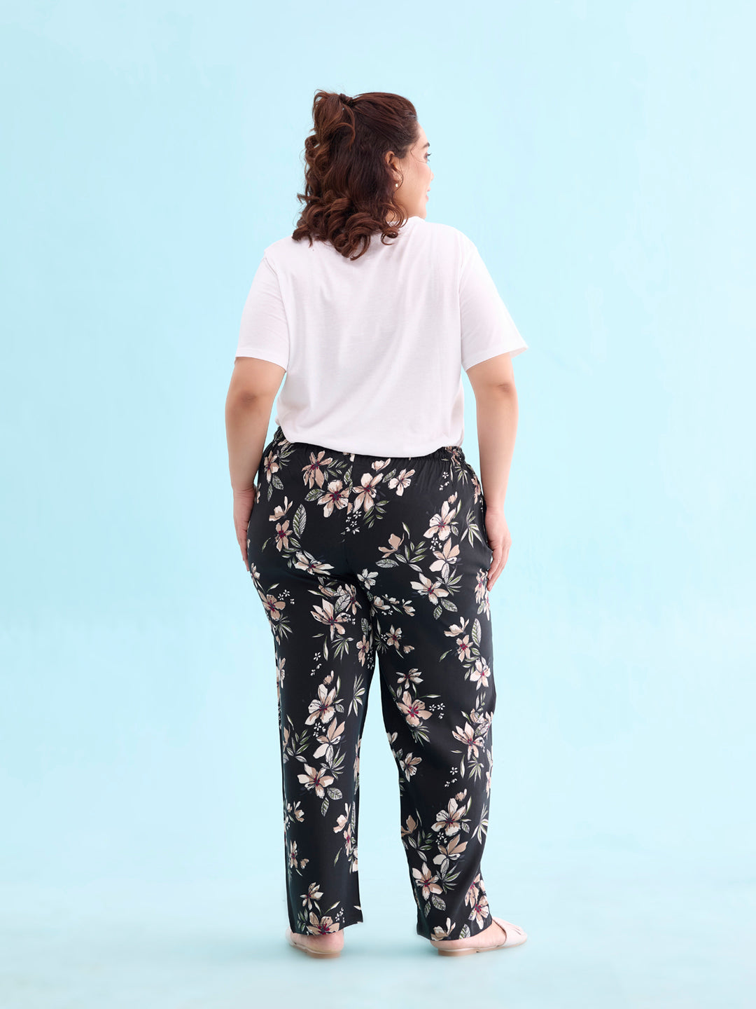 Black Woven Viscose Printed Lounge Pants