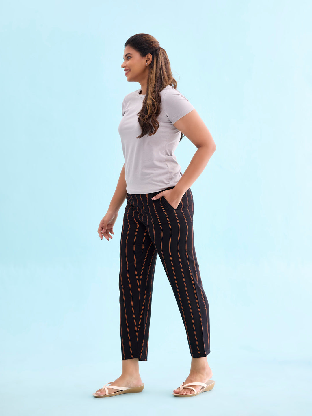 Black Woven Viscose Printed Lounge Pants