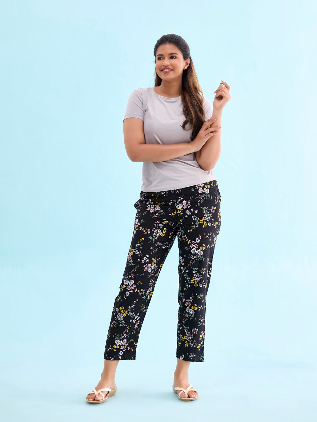 Black Woven Viscose Printed Lounge Pants