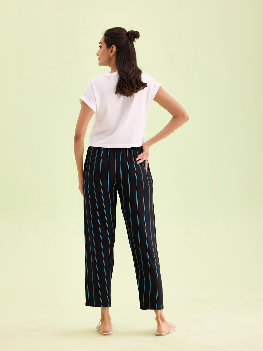 Black Woven Viscose Printed Lounge Pants