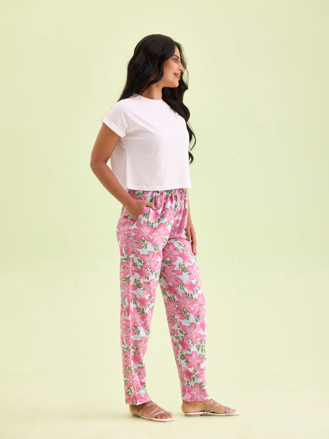 Blue Woven Viscose Printed Lounge Pants