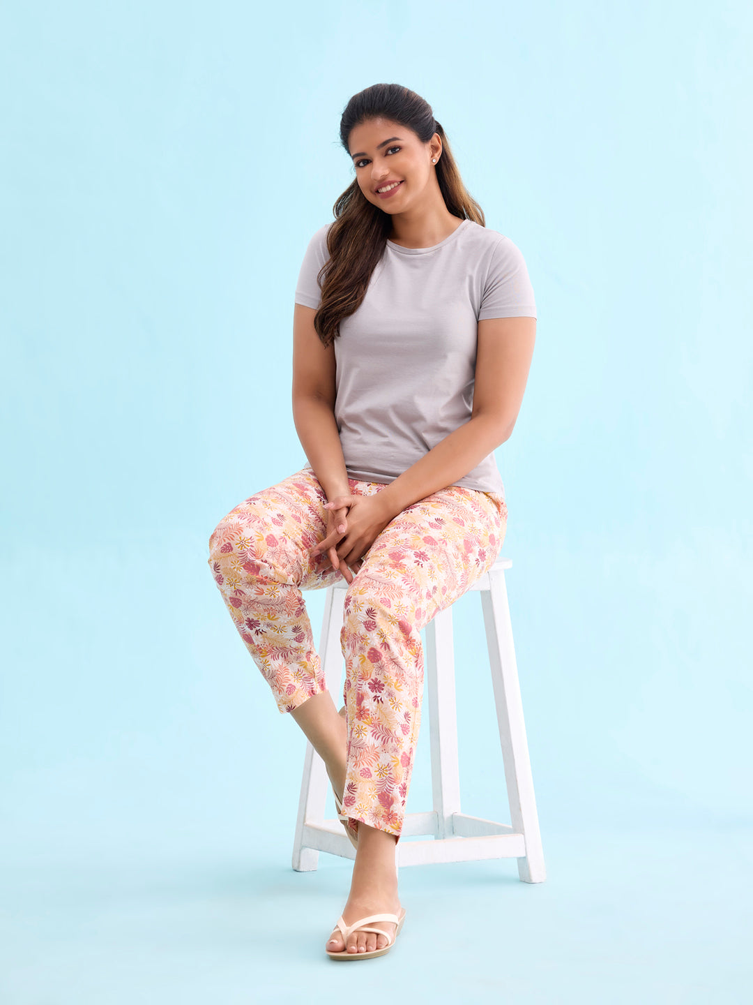 Coral Woven Viscose Printed Lounge Pants