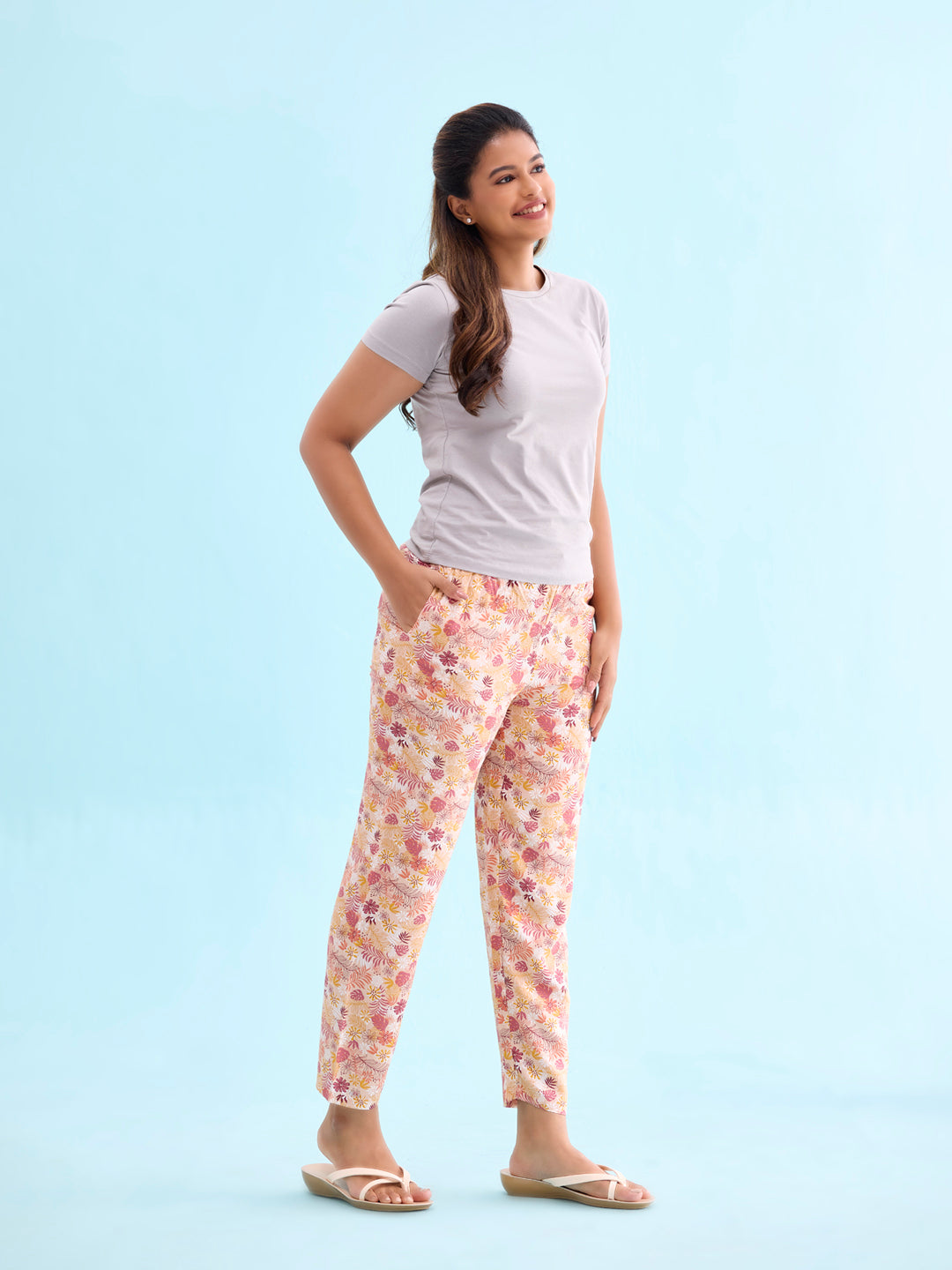 Coral Woven Viscose Printed Lounge Pants