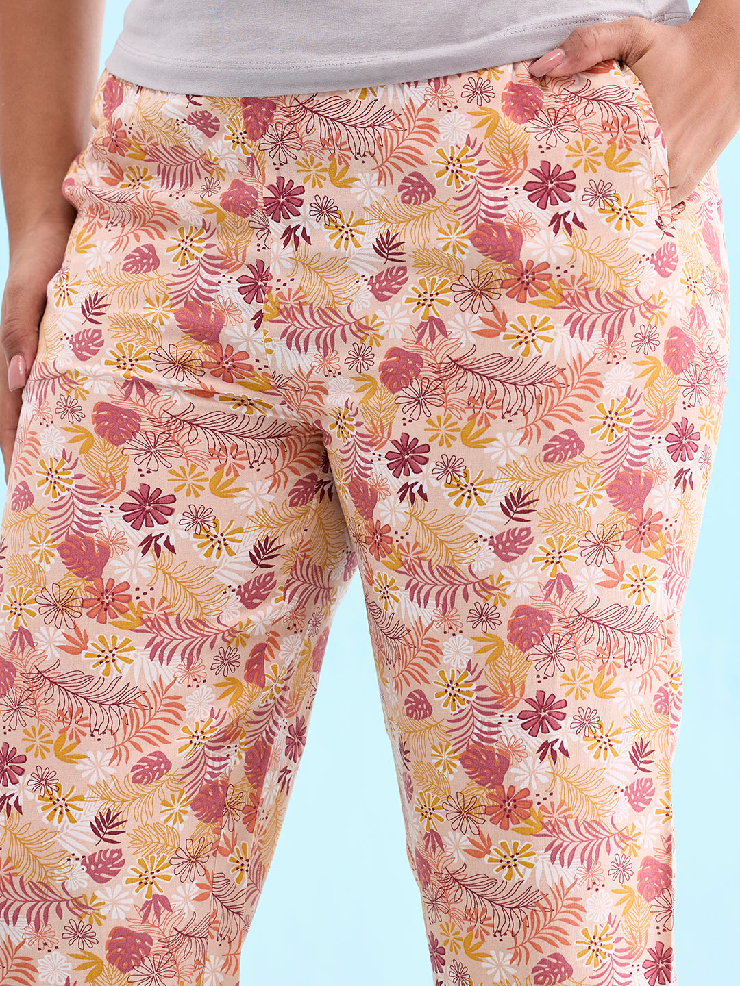 Coral Woven Viscose Printed Lounge Pants