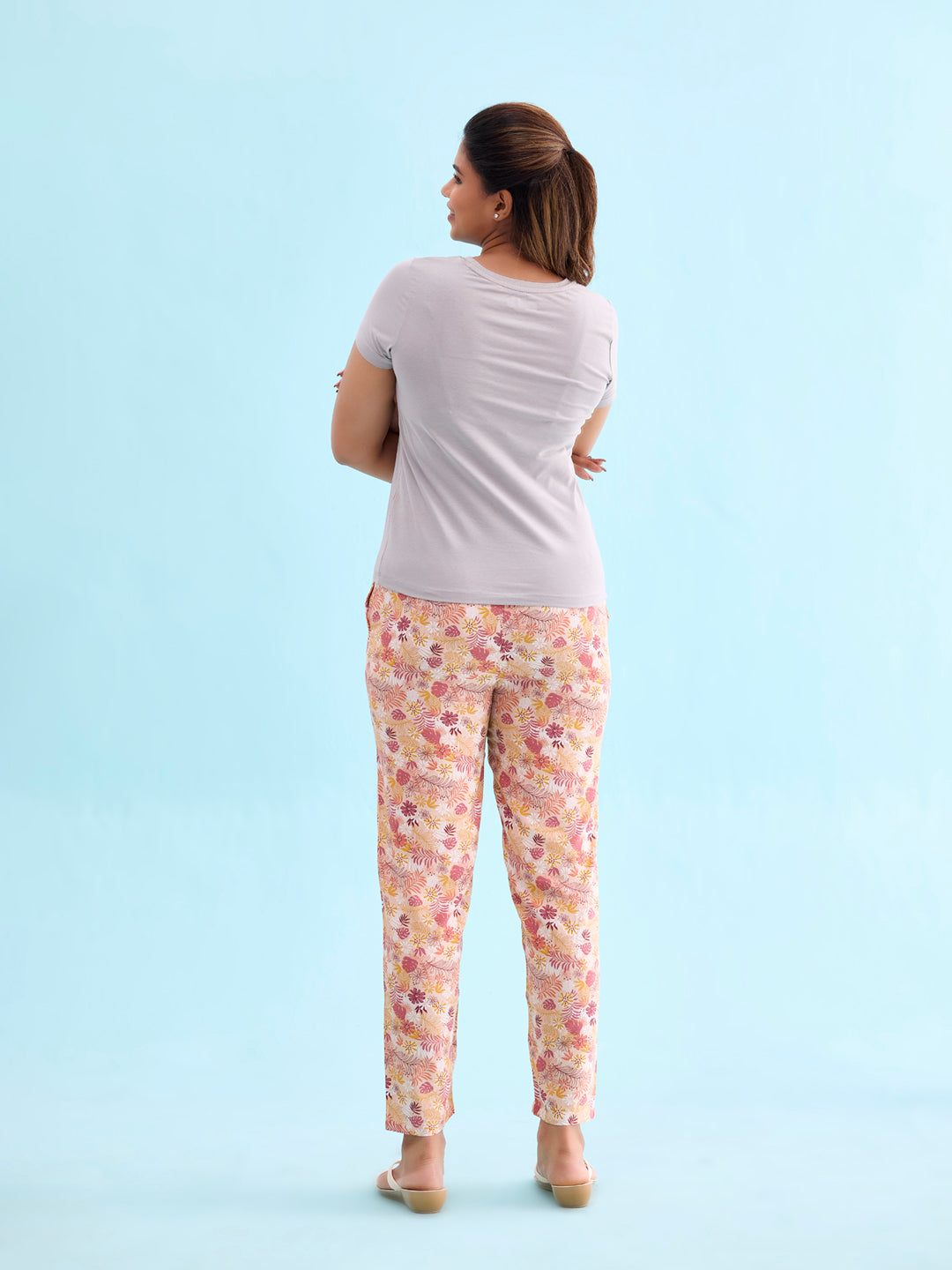 Coral Woven Viscose Printed Lounge Pants