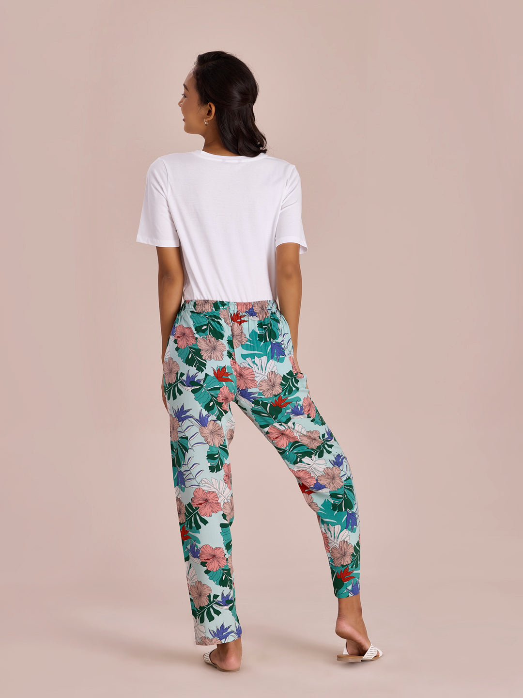 Green Woven Viscose Printed Lounge Pants