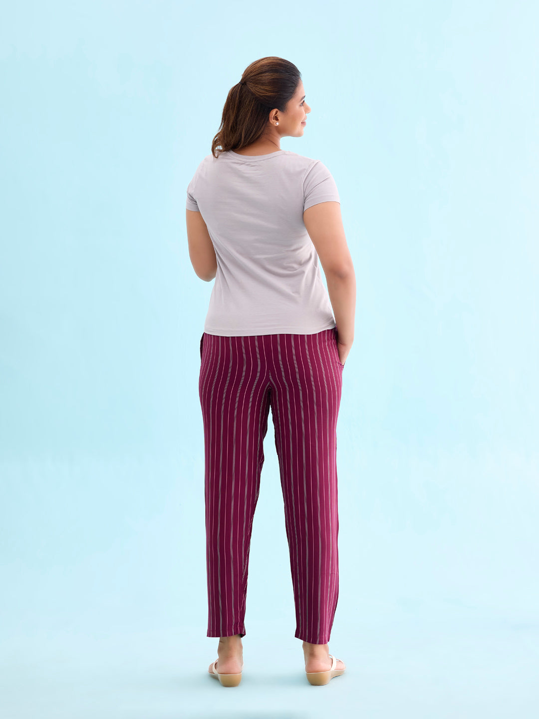 Maroon Woven Viscose Printed Lounge Pants