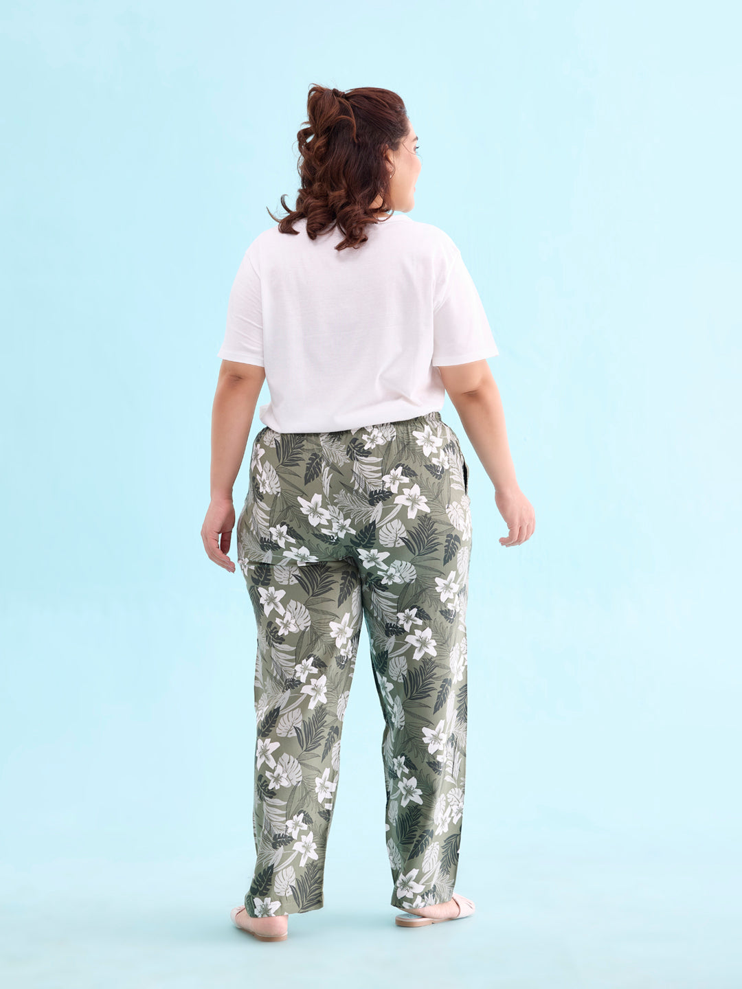 Olive Woven Viscose Printed Lounge Pants