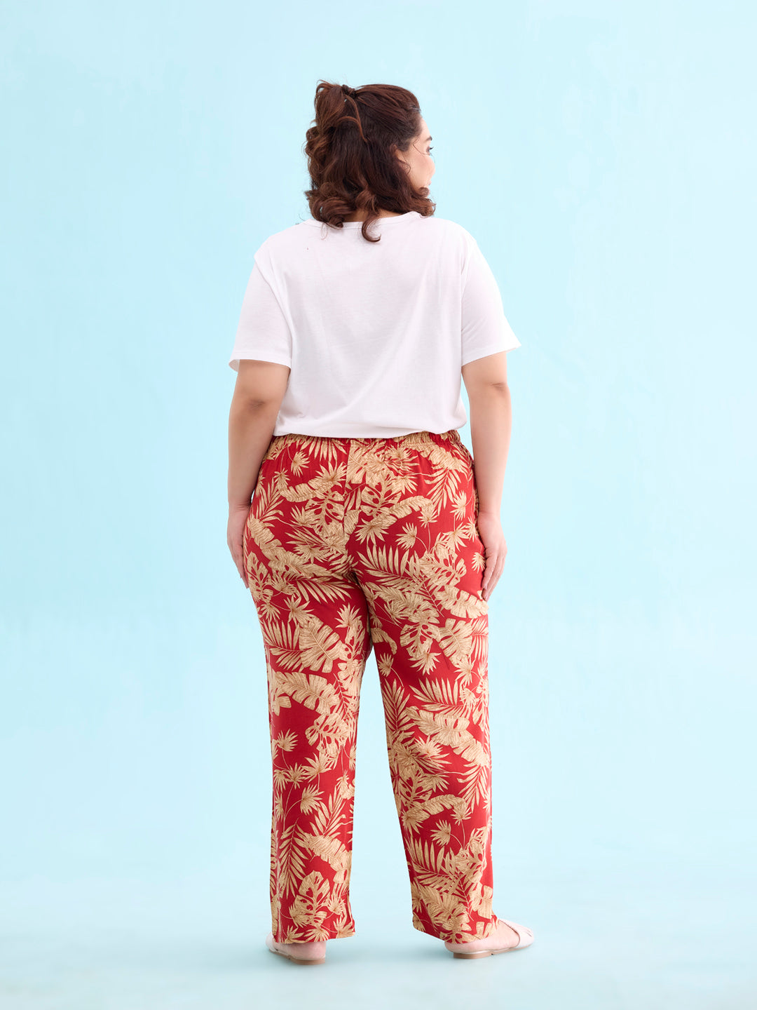 Red Woven Viscose Printed Lounge Pants