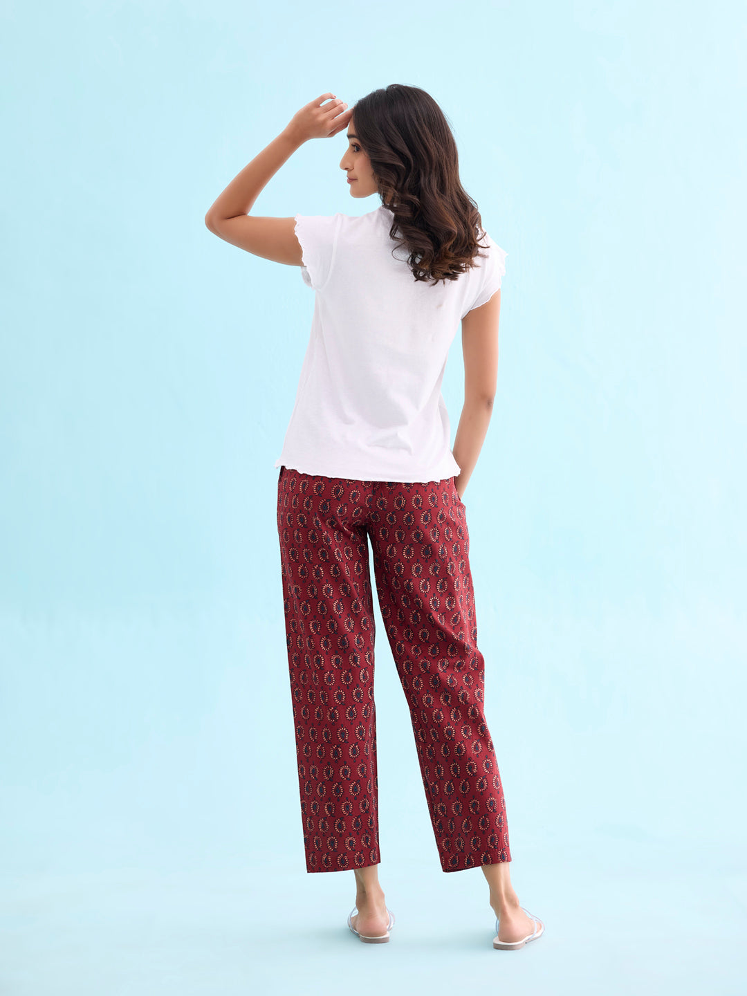 Red Cotton Woven Printed Lounge Pants