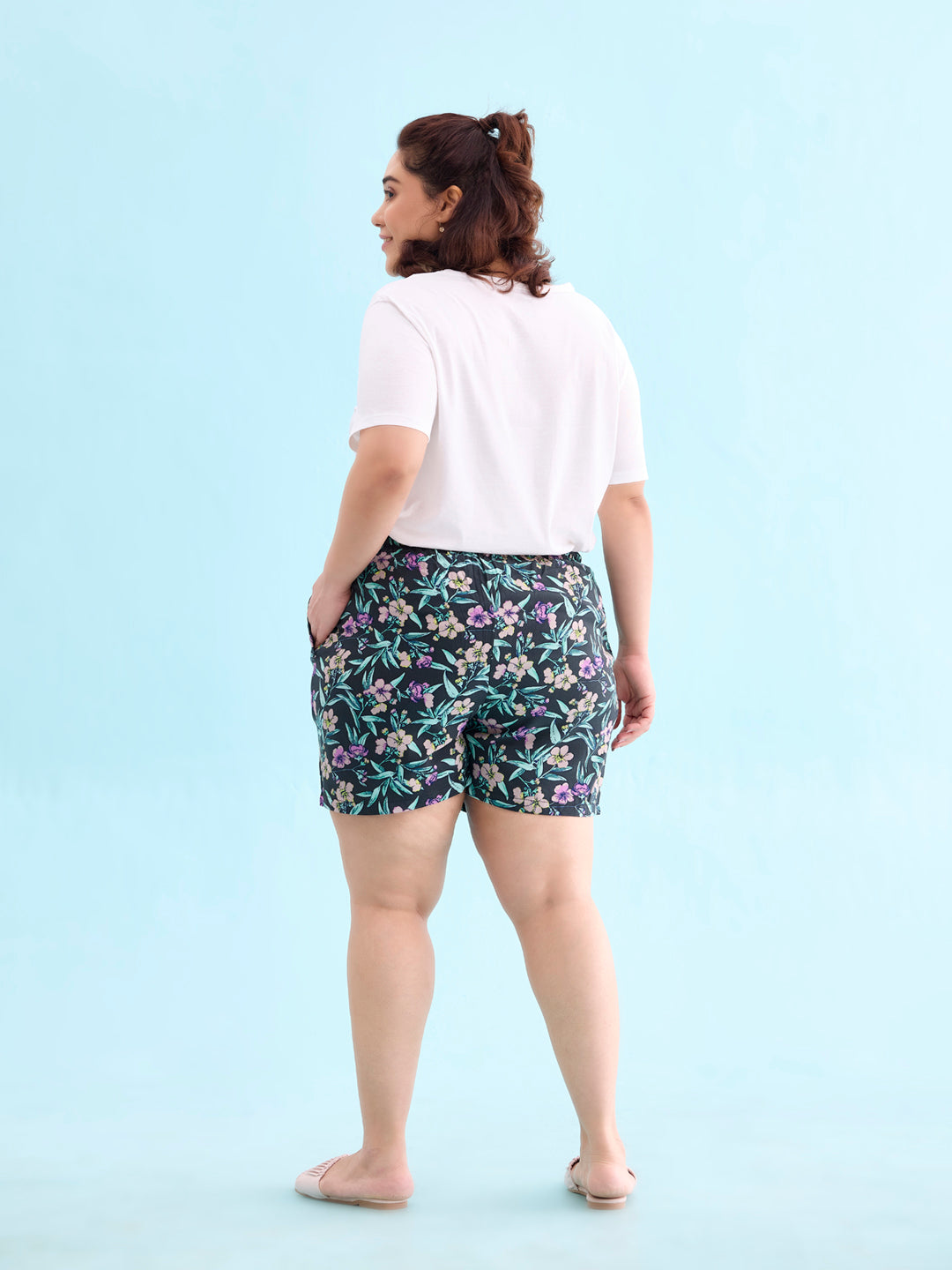 Black Woven Viscose Printed Lounge Shorts