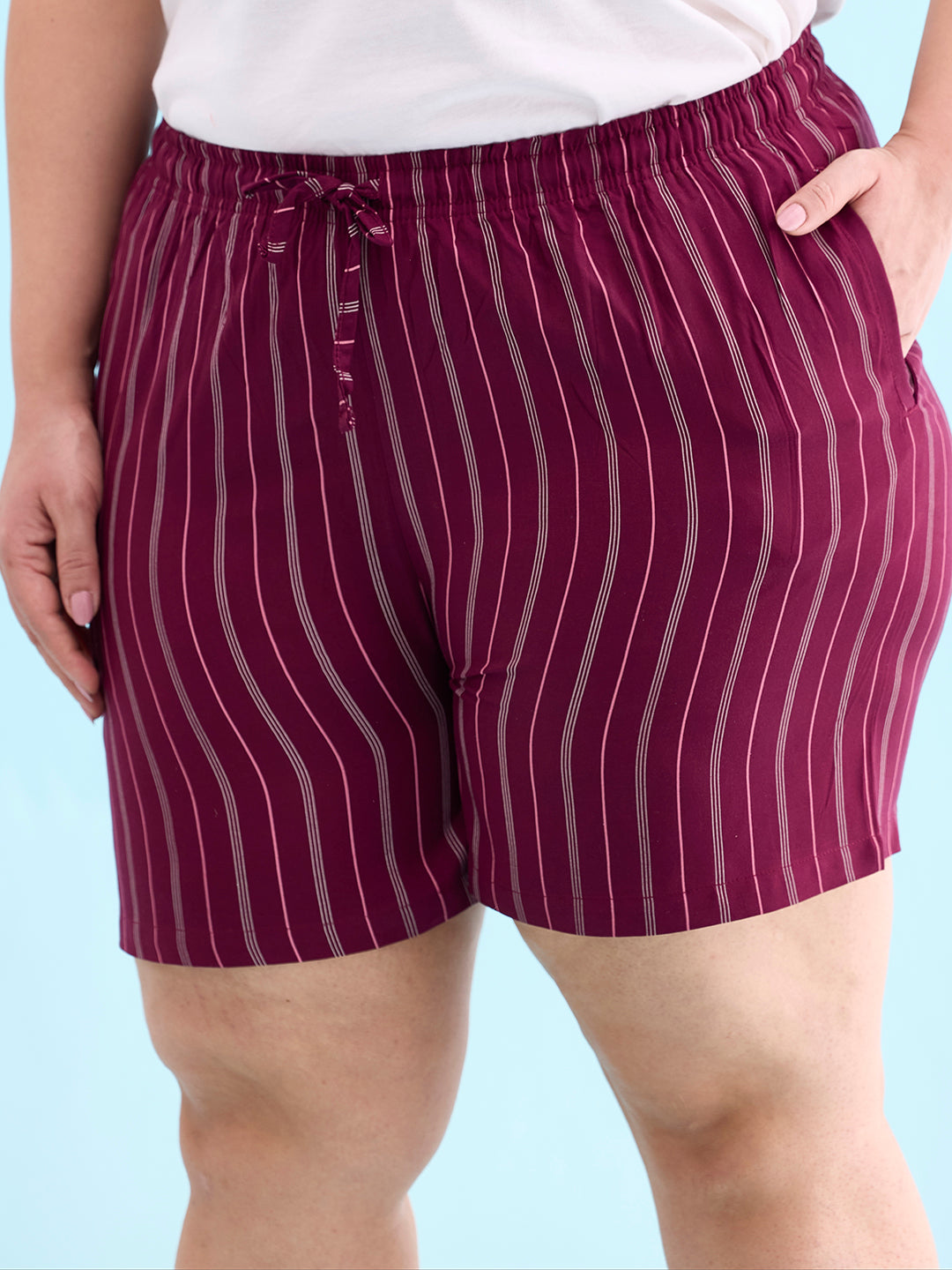 Maroon Woven Viscose Printed Lounge Shorts