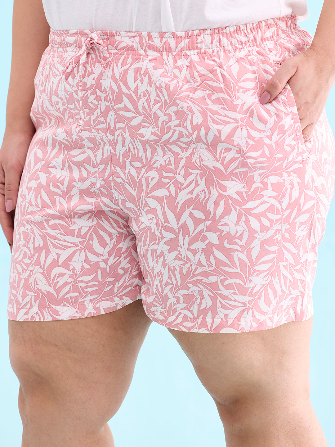 Medium Pink Woven Viscose Printed Lounge Shorts