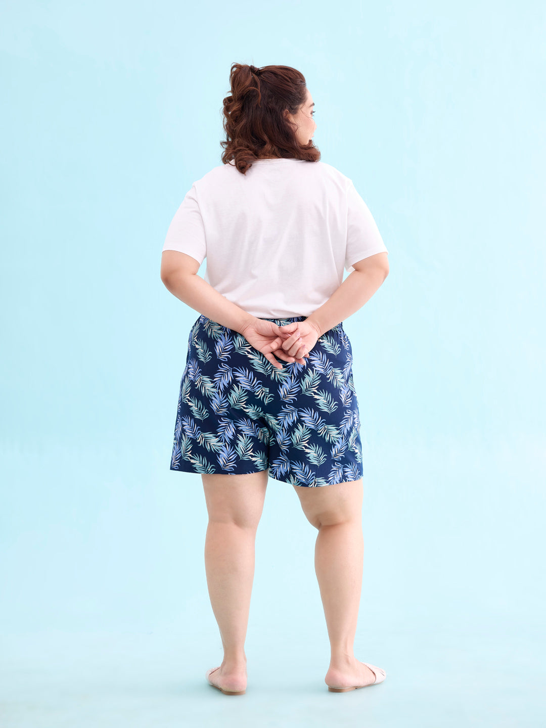 Navy Cotton Knit Printed Lounge Shorts