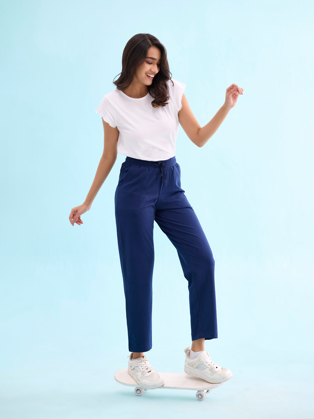 Navy Cotton Stretch Track Pant