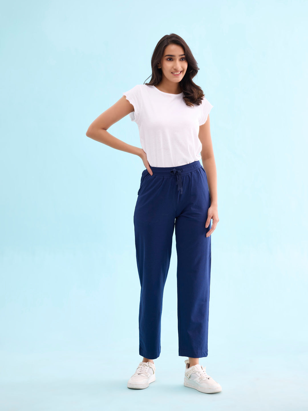 Navy Cotton Stretch Track Pant