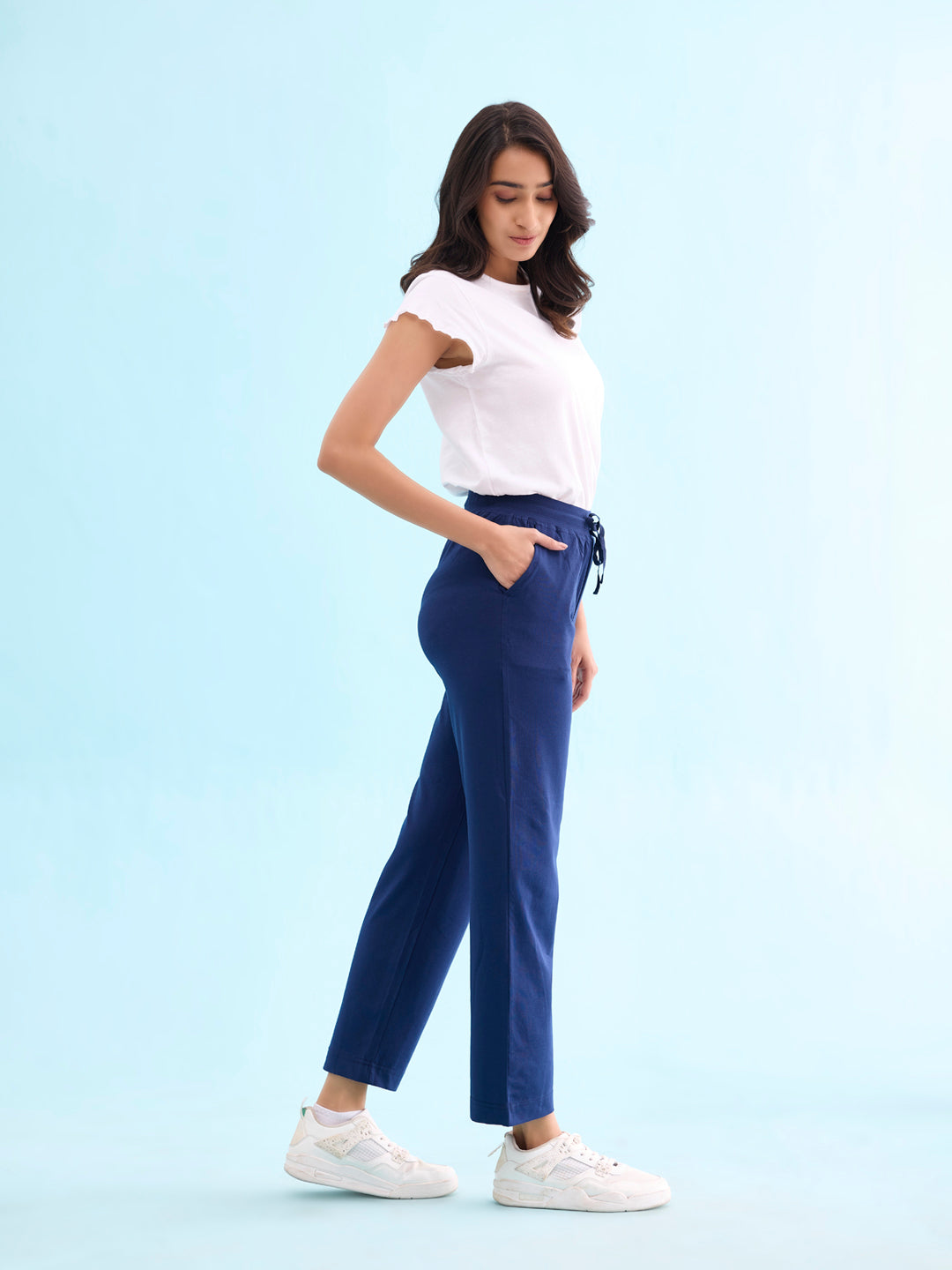 Navy Cotton Stretch Track Pant