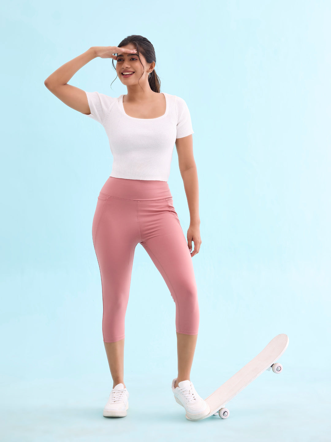 Dusty Pink Poly Stretch Training Capri